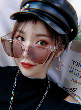 韩版圆脸街拍复古大方框太阳眼镜