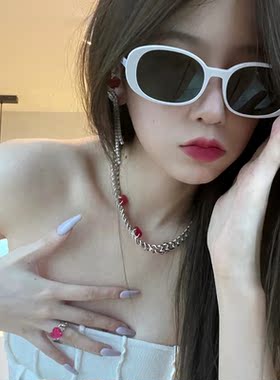 遮阳椭圆复古ins风女墨镜