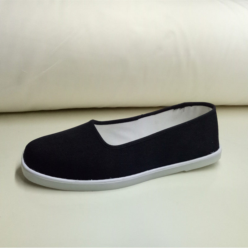 现做白塑料底布鞋男女方口布鞋平绒方口田园低帮黑色帆布鞋一字扣,淘宝优惠券,粉丝福利购,淘宝优惠卷