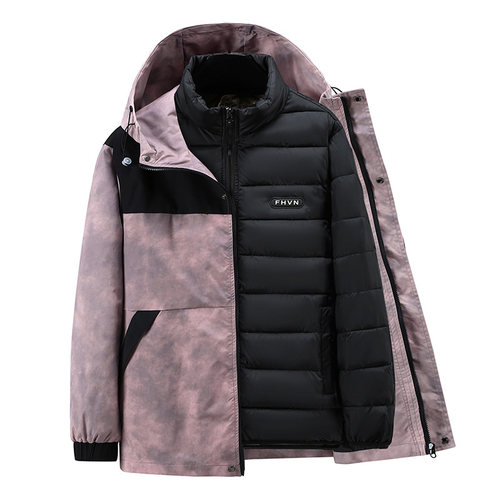 400斤特大码冲锋衣男秋冬季三合一可拆卸棉内胆胖子防风防水夹克 - 图3