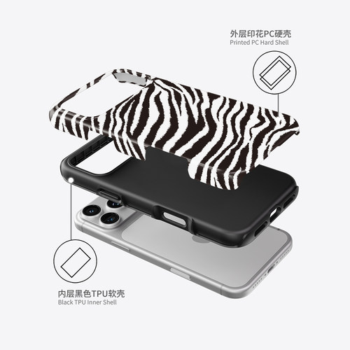 Acvoo欧美斑马纹iPhone17Promax保护16适用于苹果15手机壳14防摔壳13不褪色12环保可水洗Air全包 - 图0
