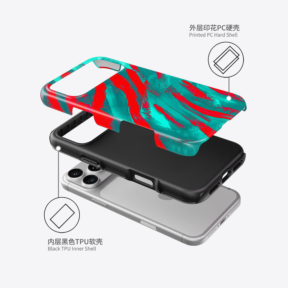 Acvoo质感绿色iPhone17Promax保护14适用于13苹果12油画油漆手机壳不掉漆防摔双层二合一mini可水洗