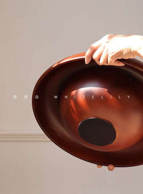 莉莉白法式果盘树脂收纳软装摆件中古复古风客厅桌面艺术托盘茶几