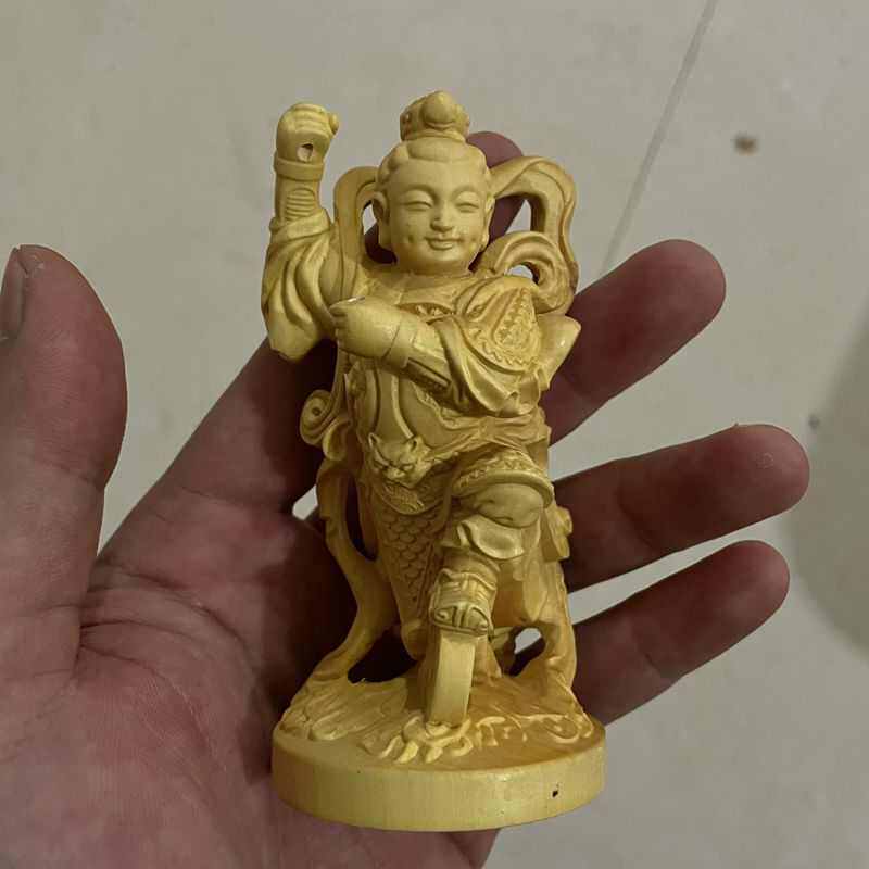 工艺品黄杨木客厅雕刻桧木崖柏哪吒摆件装饰木人物家居神像三太子
