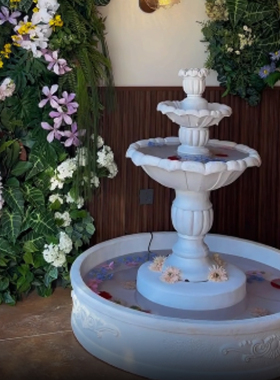 欧式三层婚庆喷泉庭院装饰阳台简约流水水景婚庆打卡许愿池摆件