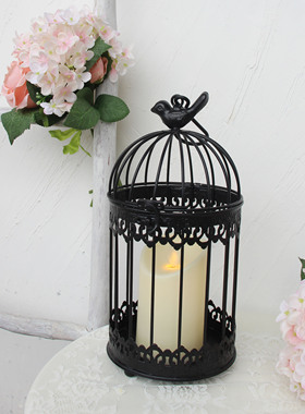 黑色装饰鸟笼铁艺装饰品家居饰品肉居多摆件盘多功能家花盆盆栽