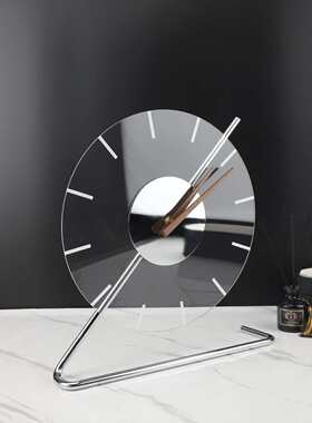 豪克创艺家居现代简约摆件亚克力书房卧室桌面金属时钟台钟客厅