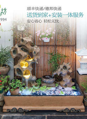 匠心坊户外太湖石鱼池中式庭院景观流水摆件阳台花园假山造景水池