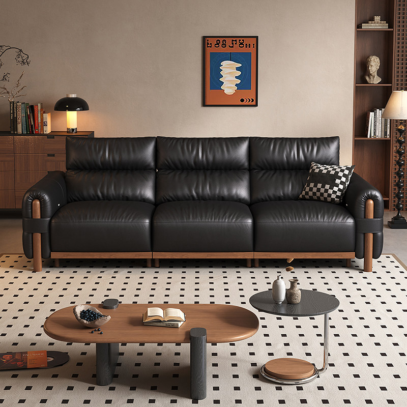 中古风黑胡桃木功能电动沙发客厅大小户型实木真皮沙发新款,淘宝优惠券,粉丝福利购,淘宝优惠卷