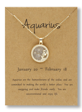 新款跨境饰品星座项链创意情侣系列白天黑夜十二星座项链