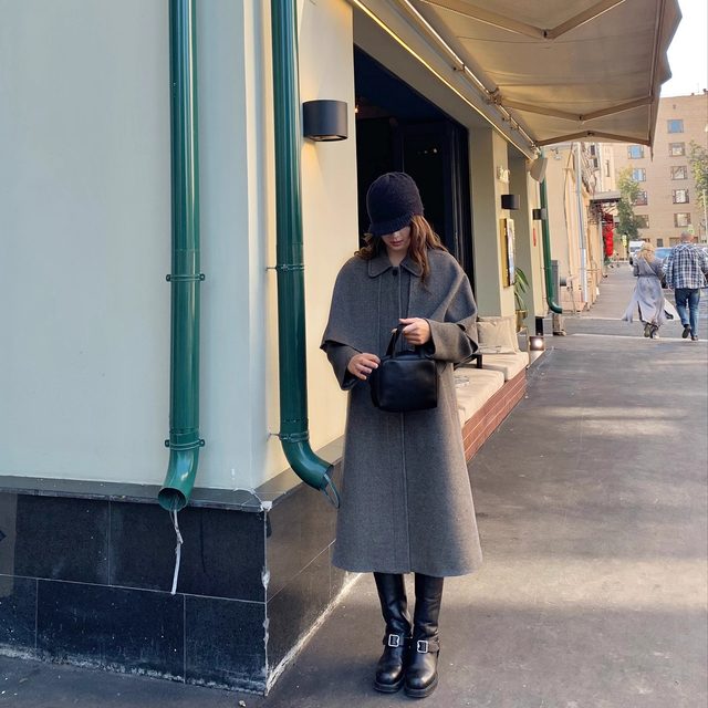 Fruit core universe detachable poncho style double-sided woolen coat