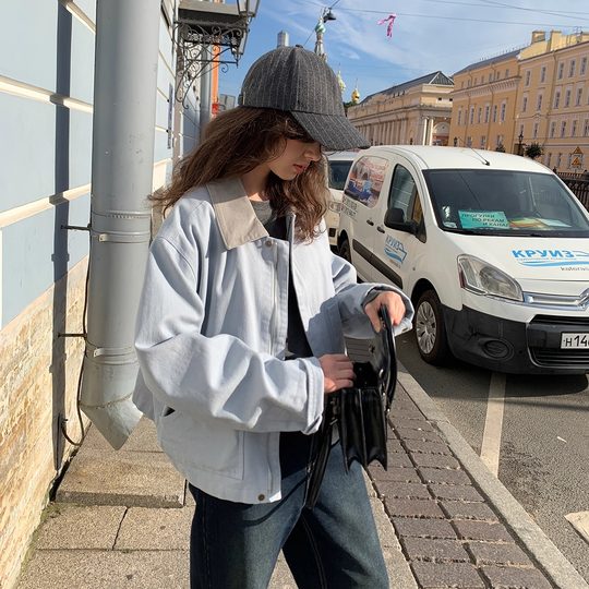 KERNEL COSMOS 贝尼斯岛屿 简约撞色翻领大口袋休闲短款工装外套