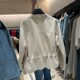 Spring workwear linen stand collar slim ເປືອກຫຸ້ມນອກສັ້ນສໍາລັບແມ່ຍິງ