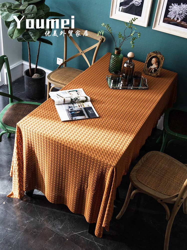 法式复古高级感桌布长方形卧室梳妆台蕾丝茶几垫盖布台布 - 图0