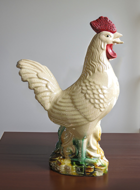 陶瓷公鸡吉祥物化解乔迁家居装饰