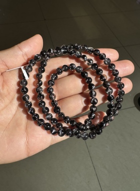 高品质的黑银钛多圈手串银钛晶手链自然光女款水晶