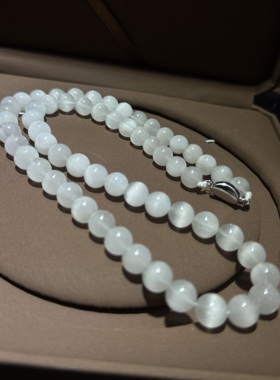 天然白兔毛水晶项链女款锁骨链毛衣链白兔毛水晶项链