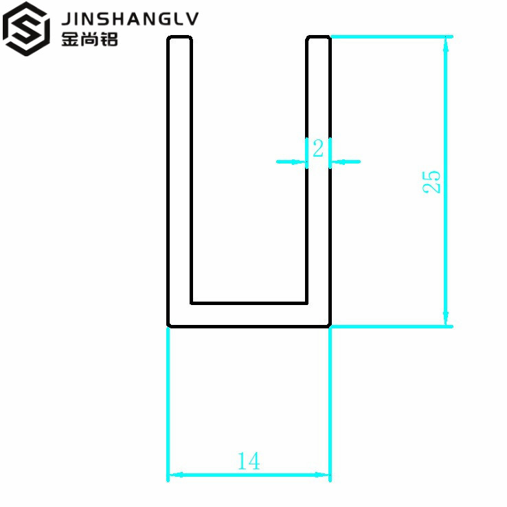 铝合金u型槽14x25x2U型铝条铝合金U型条铝型材导轨铝合金型材槽铝 - 图1