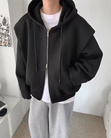 Set, shoulder pads, sweatshirt, black cardigan
