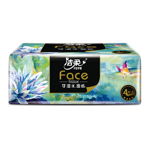 洁柔face油画抽纸L码4层加厚可湿水100抽195×155家用整箱餐巾纸 - 图3