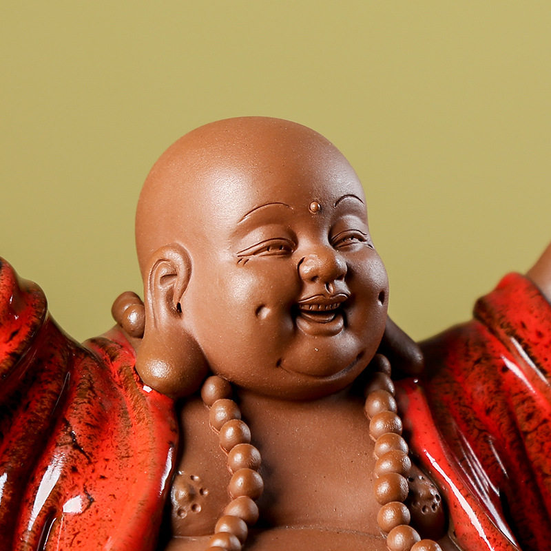 招财弥勒佛笑佛陶瓷工艺品摆件客厅家居玄关博古架佛像装饰品_虎窝淘