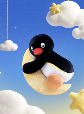 正版晚安抱枕pingu企鹅毛