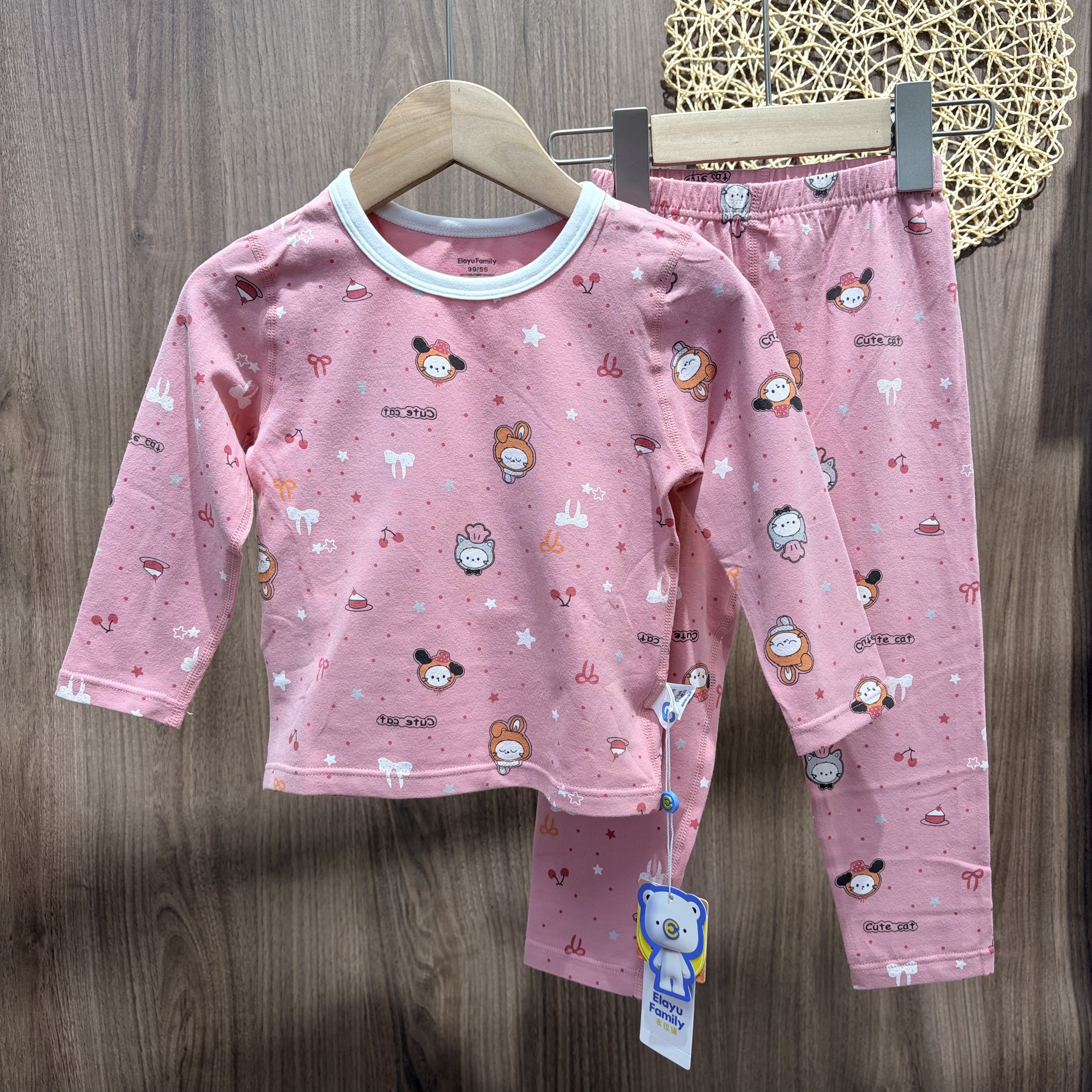 Yilayu Children's Underwear Set Girls Spring and Autumn Lycra Cotton Autumn Clothes and Autumn Pants Baby Cotton Home Clothing Pajamas