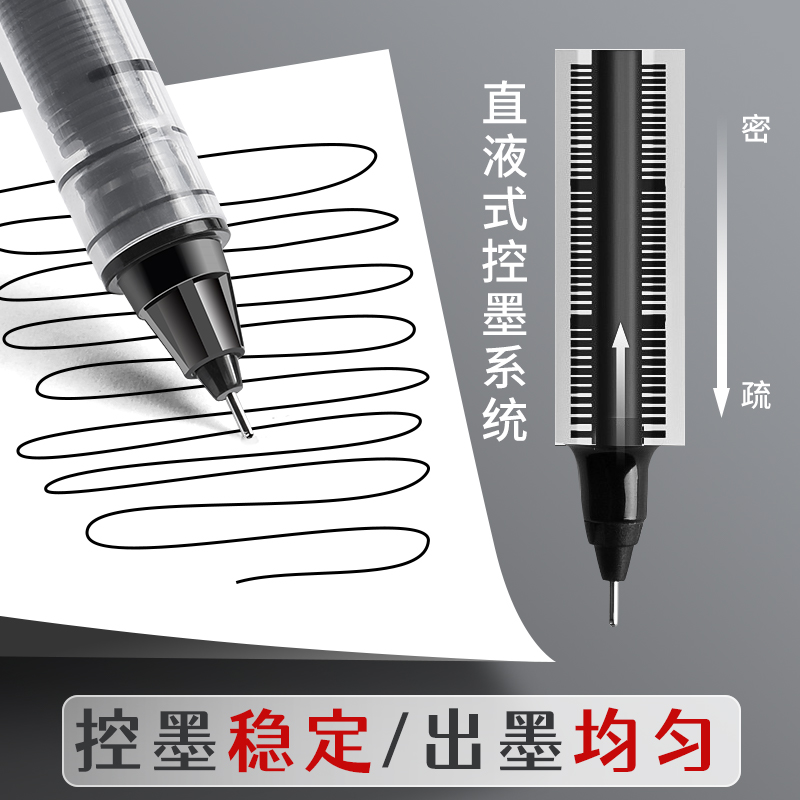 晨光优品中性笔可换墨囊k5速干直液式走珠笔0.5mm学生考试专用办公签字笔替换笔芯全针管大容量黑色笔包邮 - 图3