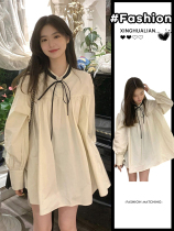 Pregnant womens autumn dress Japanese shirt doll skirt long sleeves dress children early fall 2023 new loose blouses