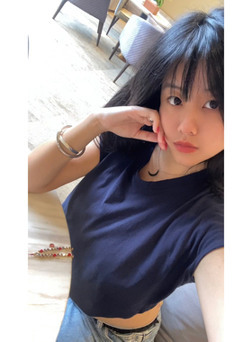 细闪钻纯银925女款黑色弯月项链