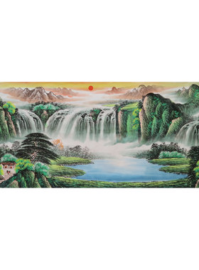 手绘鸿运当头山水国画客厅