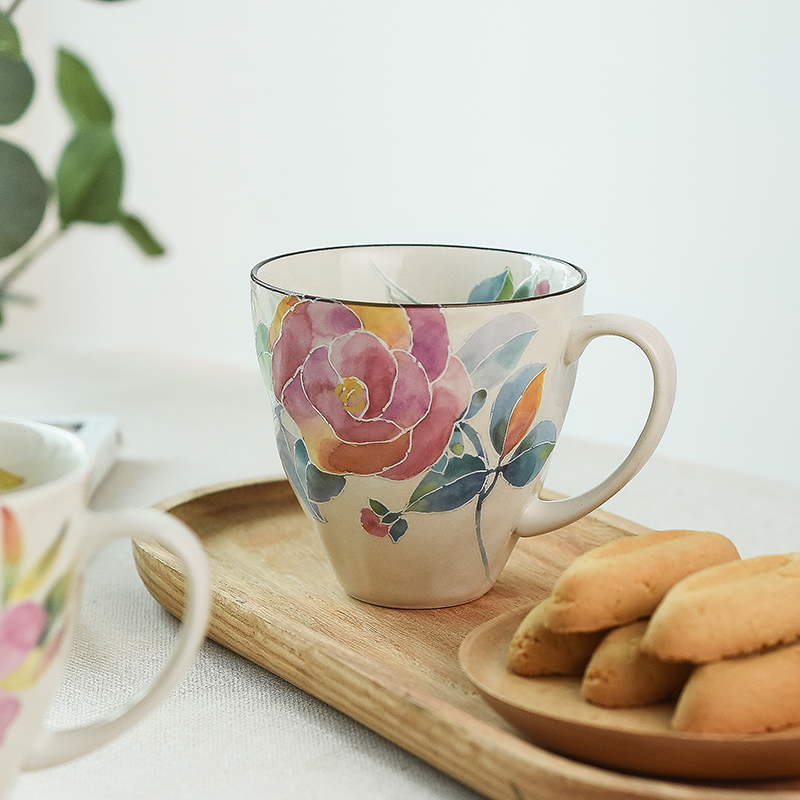 日本美浓烧ceramic 蓝陶瓷茶杯水杯咖啡杯十二月花语生日礼马克杯 - 图2