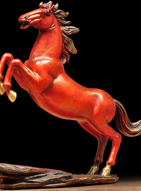 红色马到成功书房家居客厅工艺品