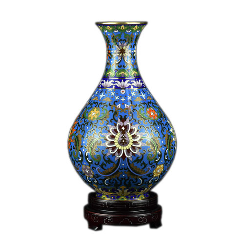 北京景泰蓝花瓶10寸玉壶春张向东大师纯铜胎掐丝珐琅手工艺品摆件 - 图3