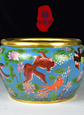 北京特产景泰蓝百花不落地鱼缸