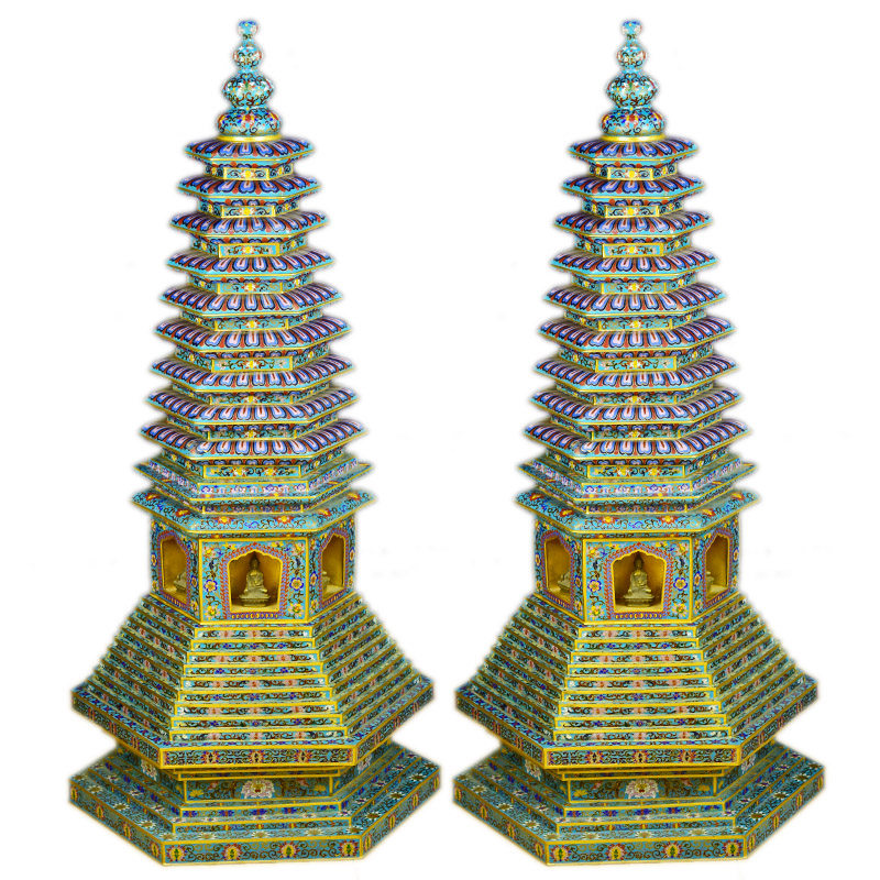 北京珐琅景泰蓝六合塔大殿摆件手工錾胎掐丝大香炉佛具用品铜香炉,淘宝优惠券,粉丝福利购,淘宝优惠卷