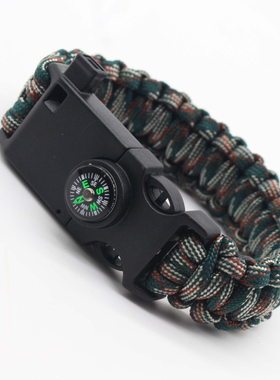 户外多功能指南针伞绳编织手环