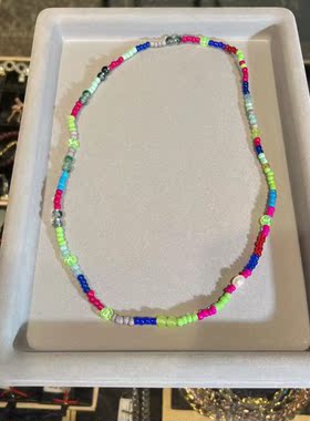 原创设计欧美荧光可定制字母跳色2024天然珍珠玉髓项链手链锁骨链