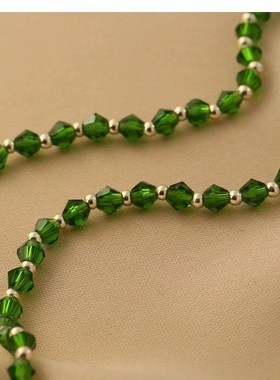 欧美跨境祖母绿色项链气质流苏锁骨原创设计气质锁骨链新款颈链