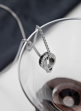 欧美ins不锈钢点钻吊坠饰品项链潮流嘻哈情侣钛钢项链不掉色