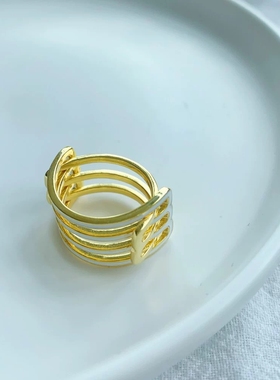 欧美2024新款S925银滴胶戒指三层交叉组合拆分欧美简约女士戒指
