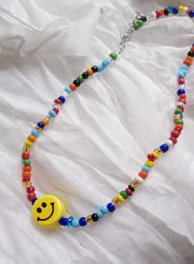 欧美手工串珠锁骨链gigi同款