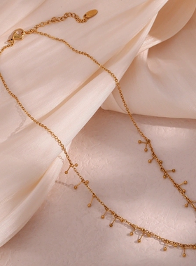 欧美ins跨境摩登热卖百搭锁骨链饰品 手工圆珠交叉弯钩吊坠短项链