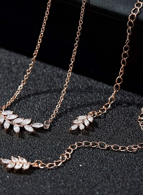 亚马逊爆款叶子背链个性时尚简约小众设计轻奢新娘婚纱礼服配饰女