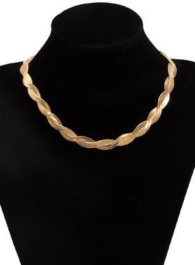 欧美冬季新款嘻哈扁条女蛇骨链条