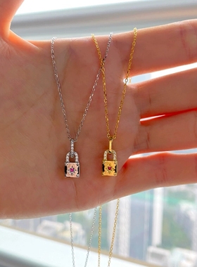 跨境银饰s925纯银项链女ins风时尚轻奢同心锁精致百搭锁骨链