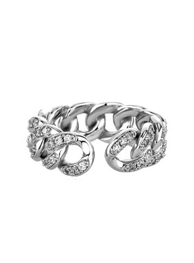 满钻开口指环男女潮搭摩登配饰ins个性镂空设计古巴钻戒