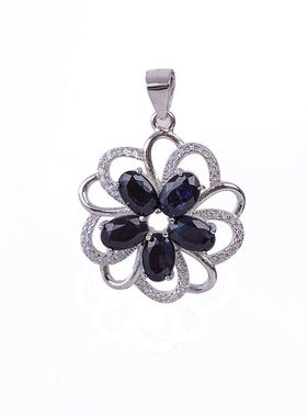 山东蓝宝石无烧纯银不掉色吊坠