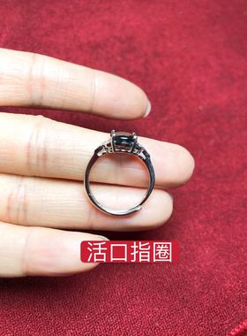 纯银山东原料克拉四爪蓝宝石戒指
