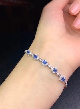 925银斯里兰卡不变色蓝宝石手链